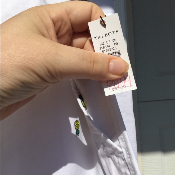 NWT Talbots White Embroidered Pineapples Chino - Picture 4 of 6